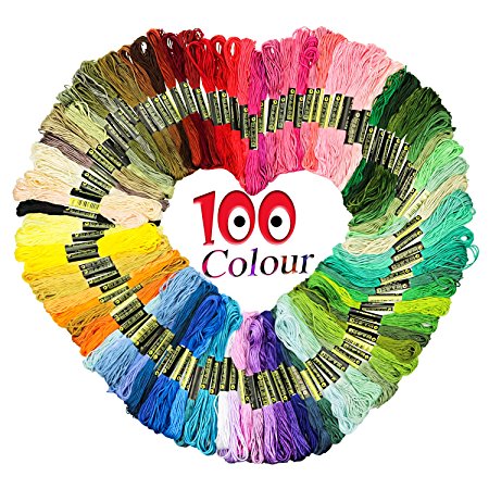 Homder Cross Stitch Floss 100 Skeins Premium Rainbow Color Embroidery Floss Sewing Threads