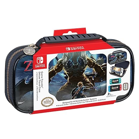 Game Traveler Nintendo Switch Zelda Case - Holds Switch OLED, Switch or Switch Lite, Adjustable Viewing Stand & Bonus Game Cases, Deluxe Carry Handle, Licensed Nintendo Switch Case