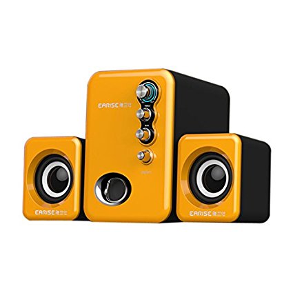 EARISE Q8 USB Powered 2.1 Stereo Computer Speakers with Subwoofer Orange