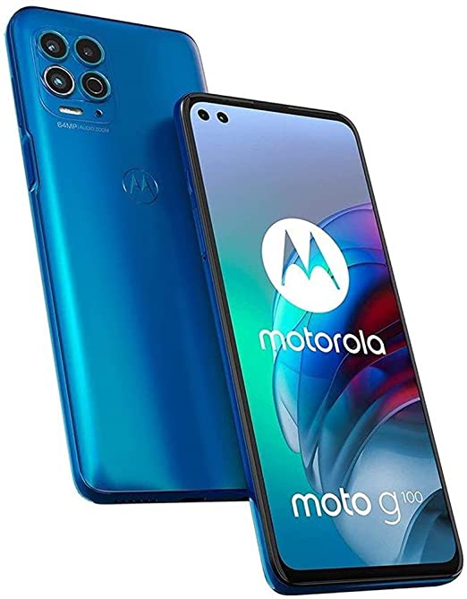 Moto G100 (128GB, 8GB) 6.55" 90Hz, Dual SIM Euro 5G /Global 4G LTE GSM Unlocked (T-Mobile/AT&T/Metro) International Model XT2125-4 (HDMI   Fast Car Charger Bundle, Iridescent Ocean) (Renewed)