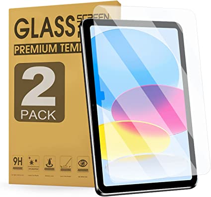 ZenRich [2Pack] Screen Protector for iPad 10th Generation(2022 New Released), iPad 10.9 inch Tempered Glass Screen Protector, 9H Hardness Glass Film for Bubble Free/Case Friendly