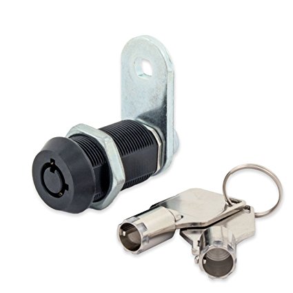 FJM Security 2400AL-BLK-KA Tubular Cam Lock with 1-1/8" Cylinder and Black Finish, Keyed Alike