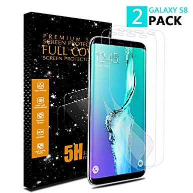 Bigear Galaxy S8 Screen Protector, 2 PACK Not Glass/Full Coverage/Case Friendly/Bubble-Free/Anti-Scratch Wet Applied HD Clear Film Screen Protector for Samsung Galaxy S8