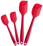StarPack Premium Silicone Spatulas Set of 4 with Hygienic Solid Coating - Bonus 101 Cooking Tips Cherry Red