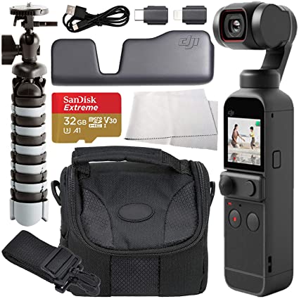 DJI Pocket 2 Handheld Gimbal Stabilizer with Integrated Camera & Starter Accessory Bundle - Includes: Memory Card, Carrying Case & More