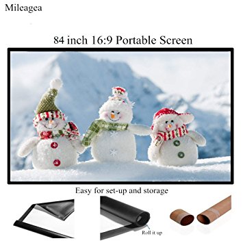 Mileagea 84 inch 16:9 Portable Projection Screen Home Cinema PVC Fabric 3 lbs Only