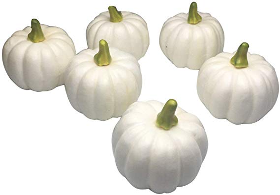 COTOSEY Artificial Pumpkins 6 Pcs Lifelike Simulation for Festive Wedding Halloween Party Home Decoration (White)