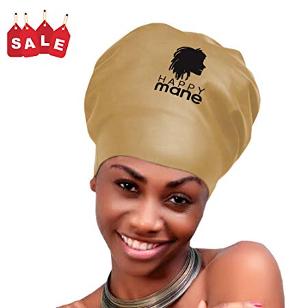 Happy Mane Large Extra Large XL Silicone Swim Cap for Braids and Dreadlocks - Dry Hair While Swimming and Bathing Long Hair, Extensions, and Curly Hair - Shower Cap for Women, Men, Kids