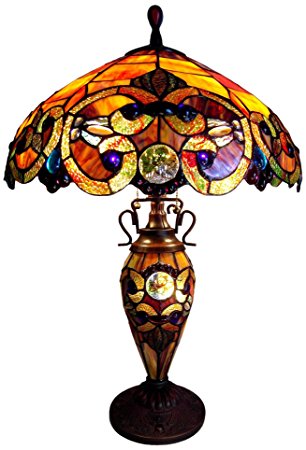 Chloe Lighting CH18648-SPC-DT3 Tiffany-Style 3-Light Double Lit Table Lamp with 18-Inch Shade