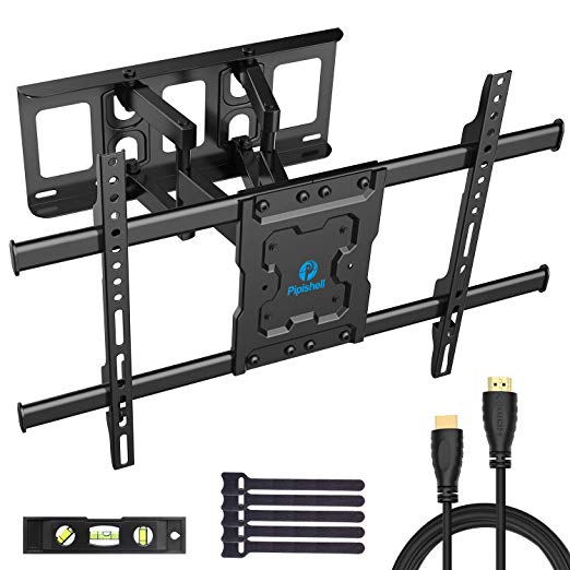 Full Motion TV Wall Mount Bracket Dual Articulating Arms Swivels Tilts Rotation for Most 37-70 Inch LED, LCD, OLED Flat&Curved TVs, Holds up to 132lbs, Max VESA 600x400mm by Pipishell