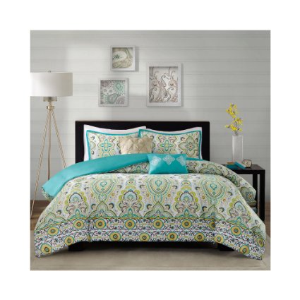 Intelligent Design Tasia 5 Piece Comforter Set Green Full/Queen