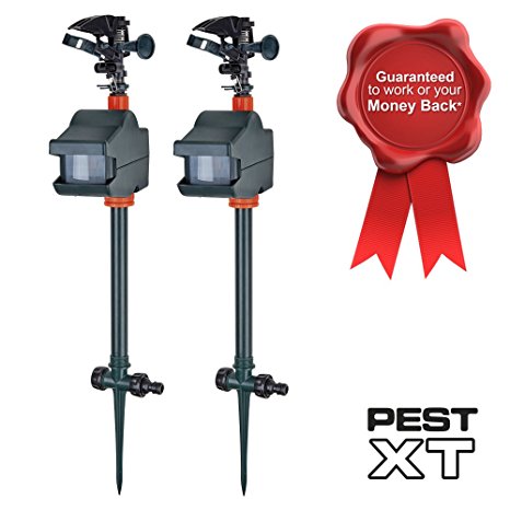 Pest XT Jet Spray Battery Operated Motion Sensor Activated Cat and Fox Scarer & Repellent - Animal / Wildlife Repeller, Deters Garden Pests, Connects to Garden Hose (Double Pack)