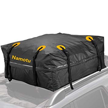 Namotu Waterproof Rooftop Cargo Carrie Bag - 15 Cubic Feet Roof Top Cargo Bag with 8 X 1ft Tie Straps Fits All Cars with Rack [Upgraded Version]