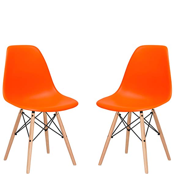 Poly and Bark Vortex Side Chair, Orange, Set of 2