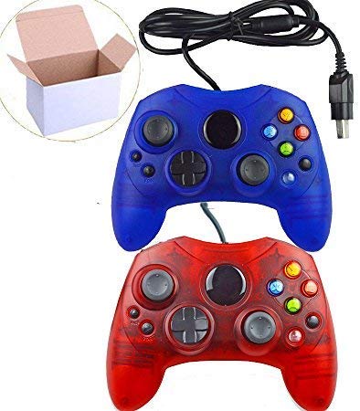 Mekela Classic Wired Controller Gamepad Joysticks for Xbox S Type Console (ClearBlue and ClearRed1)