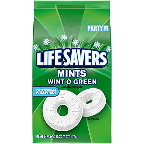 LIFE SAVERS Wint-O-Green Breath Mint Bulk Hard Candy, Party Size, 44.93 oz Bag