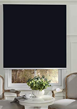 Beryhome Cristal Cordless Blackout Roller Shades/Blinds. Ideal for Office, Hotel, Bedroom, Kitchen, Kid's Room Window Decor. Size: Width 37''x Height 68'' inches. Color: Black. (W37''xH68'', Black)