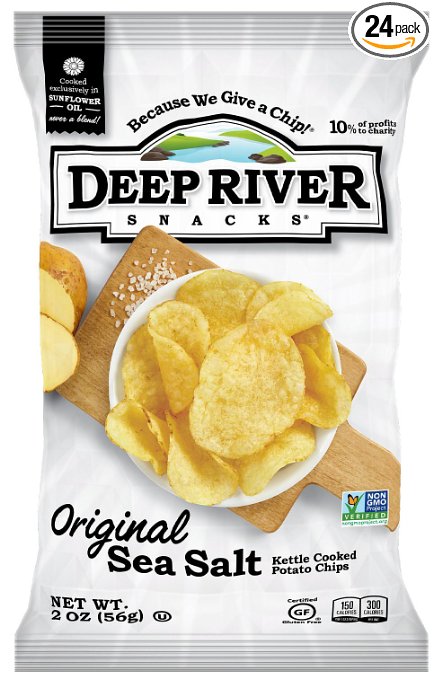 Deep River Snacks Original Sea Salt Kettle Cooked Potato Chips, 2-Ounce (Pack of 24)