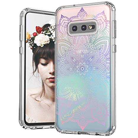 MOSNOVO Galaxy S10e Case, Gradient Rainbow Henna Mandala Pattern Clear Design Printed Transparent Plastic Back Case with TPU Bumper Protective Case Cover for Samsung Galaxy S10e