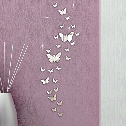 Ussore 30PC Butterfly Combination 3D Mirror Wall Stickers Home Decoration DIY Wall Stickers Decals living room Stick Stickers Decals