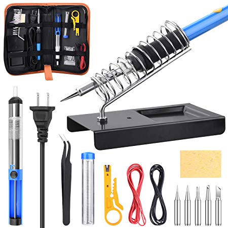 ETEPON 14-in-1 Soldering Iron Kit, Adjustable Temperature Soldering Gun with Desoldering Pump, Solder Wire, Soldering Tips, Stand and Carry Bag ET001