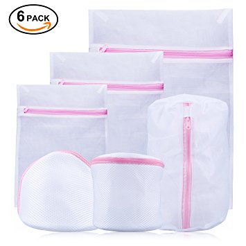 Lasuavy Delicates Mesh Laundry Wash Bag with Premium Zipper for Blouse, Hosiery, Stocking, Underwear, Bra and Lingerie (Set of 6)