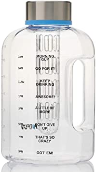 HotFun 2.2L Water Bottle, BPA Free 75oz Large Water Bottle Hydration with Motivational Time Marker Reminder Leak-Proof Drinking Half Gallon Water Bottle for Camping Sports Workouts and Outdoor