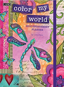 LANG - 2018 Classic Engagement Planner - "Color My World", Artwork by Lisa Kaus - 12 Month, Plan by Week or Month, 6" x 8"