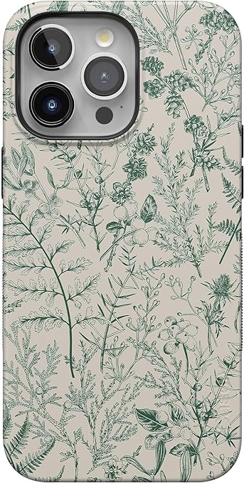 Casely iPhone 15 Pro Case | Sage Garden | Green Floral | Compatible with MagSafe and Action Button