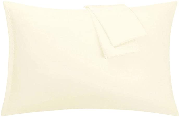 uxcell 2 Pack Pillow Cases Soft 1800 Series Microfiber Pillowcases Set with Zipper King(20"x36") Beige