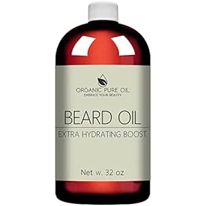 Unscented Beard Oil - 100% Natural, Organically Sourced, Non-GMO, Facial Hair Hydrating & Conditioning Oil Blend - 32 oz - Bulk Sized, Promoting Growth and Silky Smooth Hair - Jojoba, Argan & More