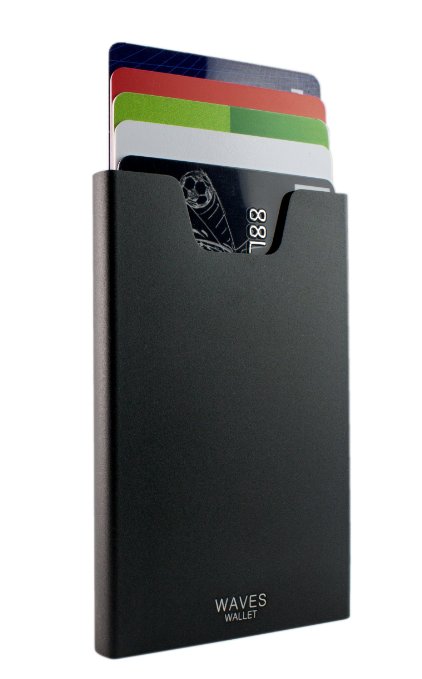 WAVES WALLET - Slim Aluminium Card Holder, RFID Blocking, Thin Minimalist Front Pocket Wallet Case