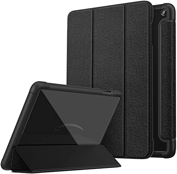 Dadanism Case for All-New Kindle Fire HD 8 Tablet(10th Generation 2020 Release), Ultra Slim Transparent Hard PC Back with Shockproof Soft TPU Edge for Fire HD 8 Plus 2020 Cover - Denim Charcoal Black