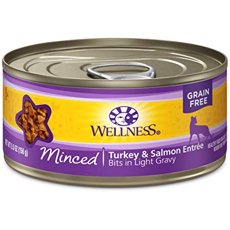 Wellness Natural Grain Free Wet Canned Cat Food Minced Turkey & Salmon
