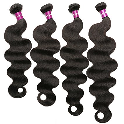 HEBE Brazilian Virgin Hair Body Wave 4 bundles 20 22 24 26inches Unprocessed Human Hair Weave Natural Black Color Tangle Free