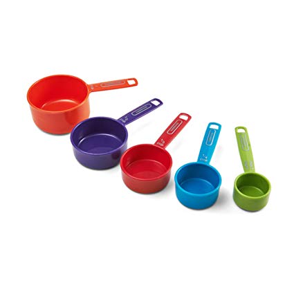 Farberware 5216439 Professional Plastic Measuring Cups with Coffee Spoon, Set of 5, Assorted Colors