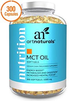 ArtNaturals MCT Oil Softgels Capsules (300 Count / 1000mg) - Keto Diet - Coconut Perfect Soft Gel Pills Ketogenic Diet Caprylic Acid C8 Medium Chain Triglycerides Ketosis Supplement