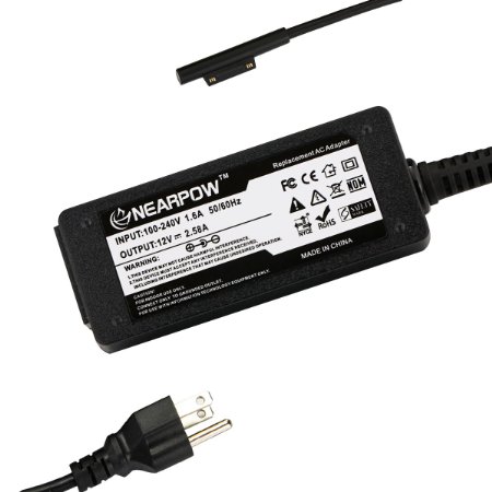 Nearpow Extra Long 12 Ft Microsoft Surface Pro 3 / Surface Pro 4 Ac Adapter Charger Power Supply, 12V 2.58A