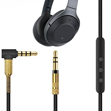 Esimen Microphone Audio Cable for Sony WH-1000XM3 WH-CH700N WH-H900N WH-1000XM2 /Beats Solo 3 /B&O H9i Headphones 4.9 inches，fit Android Apple Device Car AUX 3.5mm - 3.5mm Male to Male (Black Gold)