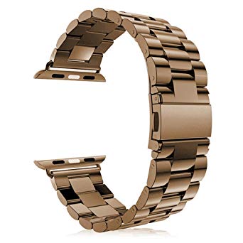 Leefrei Stainless Steel Replacement Strap Watch Band Compatible with Apple Watch Series 4 (40mm) Series 3 2 1 (38mm) - Gold
