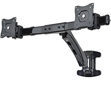 VIVO Dual Monitor Wall Mount Stand Black Deluxe Gas Spring 2 LCD Screens up to 24" (STAND-V002A)