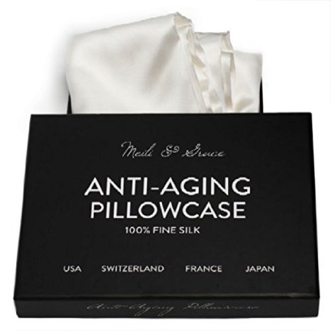 Anti-Aging Pillowcase By Meili & Grace-the Best Silk Pillowcase for Your Face and Hair - Prevents Crow's Feet   Forehead Wrinkles   Fine Lines. Eliminates Hair Frizz and Tangling.