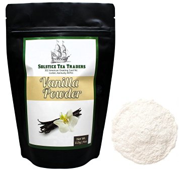 Madagascar Vanilla Flavored Powder, 4oz Unsweetened Vanilla Extract Powder, Great Vanilla Powder for Coffee, Baking Mixes, and More