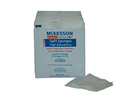 McKesson I.V. / Drain Split Dressing, Poly / Rayon Blend, 2 x 2 Inch, Sterile, Box of 70