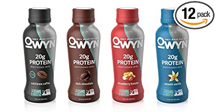 OWYN 100% Plant-Based Vegan Allergen-Friendly Protein Shake - 4 Flavor Variety Pack - 12 oz Bottles (Pack of 12)