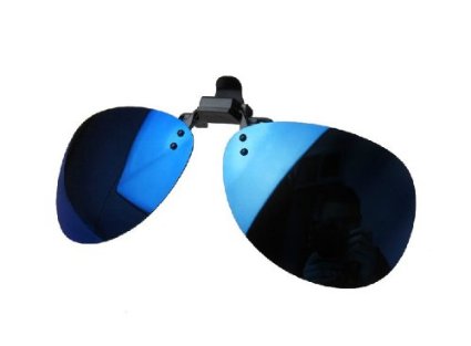 Royal Blue Mirror Retro Polarized Clip-on Flip-up AVIATOR Plastic Sunglasses Driving Fishing Outdoor Sport