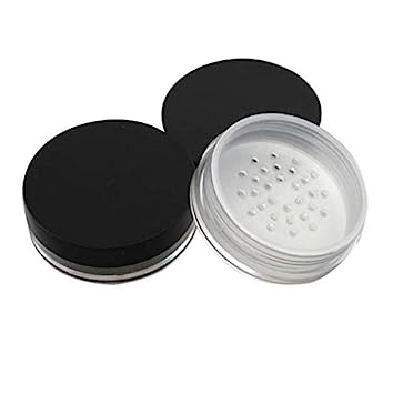 DNHCLL 2PCS 50ML Plastic Empty Clear Make-up Loose Powder Container Case, Soft Sponge Powder Puff Case Black Lid and Sifter Foundation Box