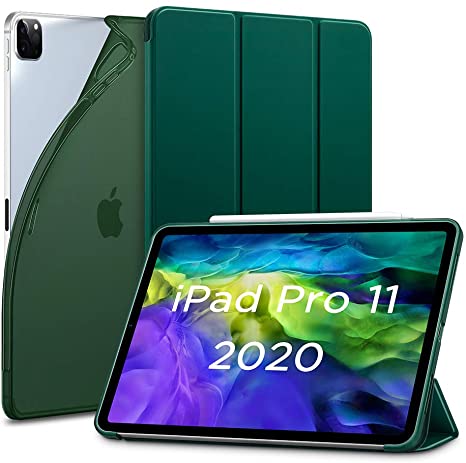 ESR for iPad Pro 11 Case 2020 & 2018, Rebound Slim Smart Case with Auto Sleep/Wake [Viewing/Typing Stand Mode] [Flexible TPU Back with Rubberized Cover] - Pine Green