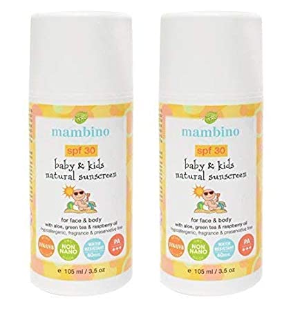 Mambino Organics SPF 30 Pure Mineral Face And Body Sunscreen Lotion – All Natural Organic with Non-Nano Zinc Oxide - 3.5 Fluid Ounces (2-PACK)