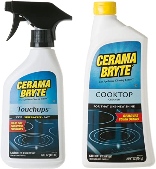 Cerama Bryte Glass-Ceramic Cooktop Cleaning Combo - Cooktop Cleaner (28 oz), with Touchups Spray (16 oz)